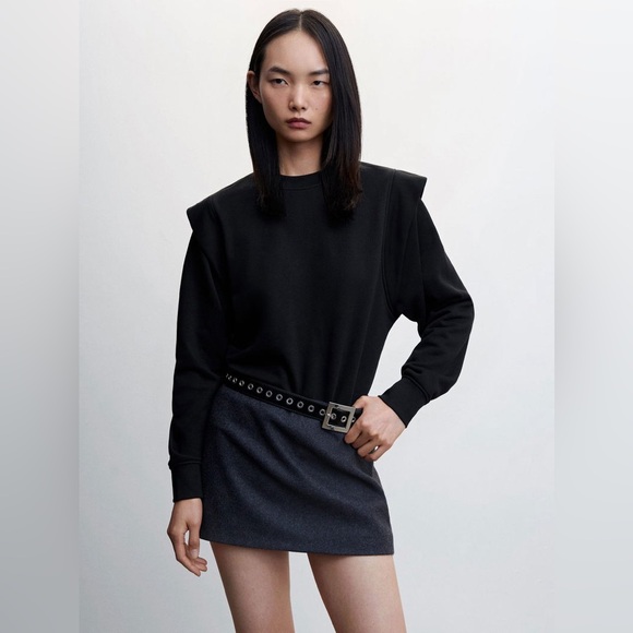 Mango Quilted Panel Black Sweatshirt in L NWT - Picture 7 of 8